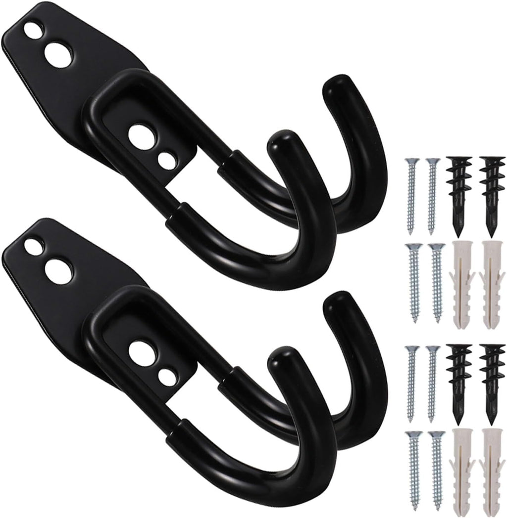  VALICLUD Lot De 4 Crochets Muraux Robustes En Acier Inoxydable Noir Avec Vis Support De Tuyau D'Arrosage Antidérapant Pour Jardin Garage Et Abri De Jardin Rangement Extérieur Solide