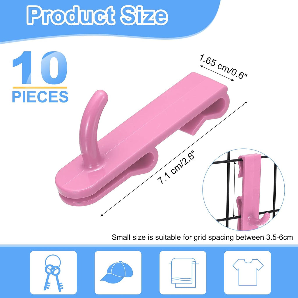  Sourcing Map Lot De 10 Crochets Muraux En Plastique Pour Panneau Mural De 7,1 Cm, Crochets Utilitaires Pour Garage, Magasin, Entrepôt, Magasin, Maison, à Suspendre, Rouge Rose
