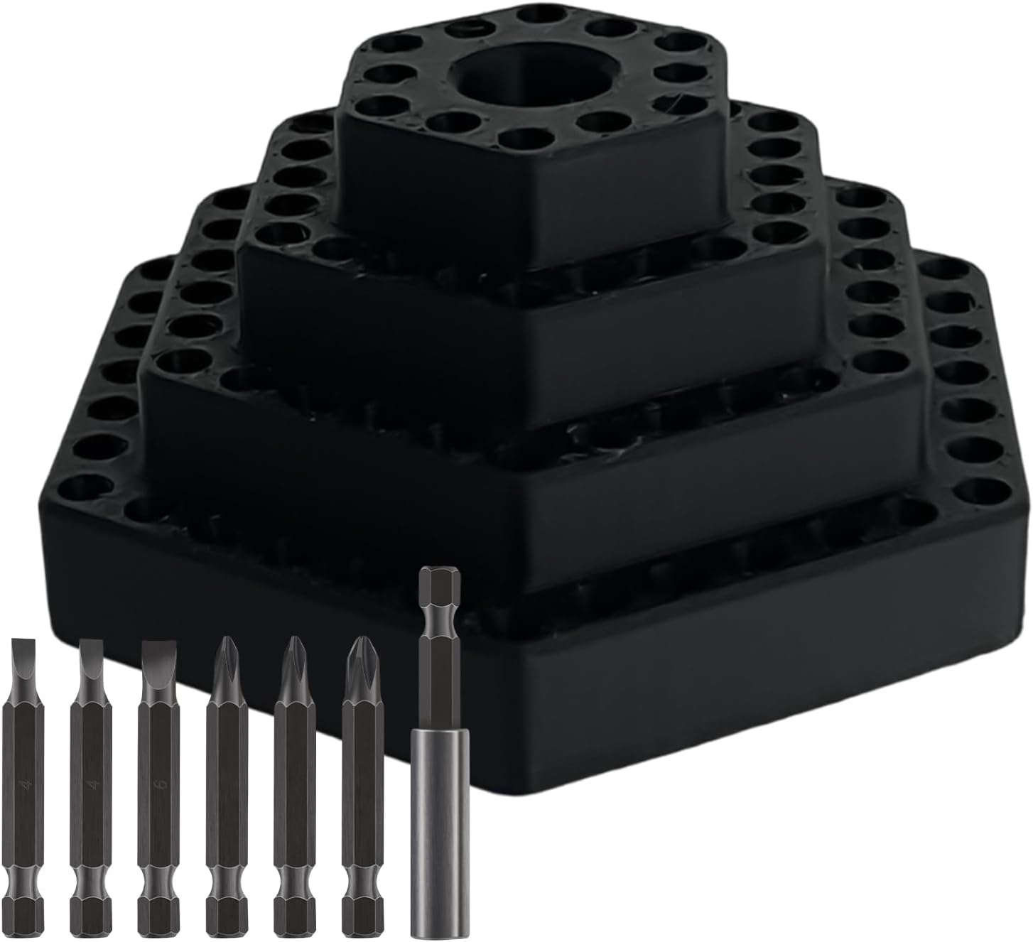 GENERIC Porte- De Tournevis – Support Hexagonal, 1 étagère De Rangement Pour Outils De Perçage, Bloc Magnétique Avec Base Fendue, Fournitures D'atelier, Organisateur D' Pour Le Travail Du Bois