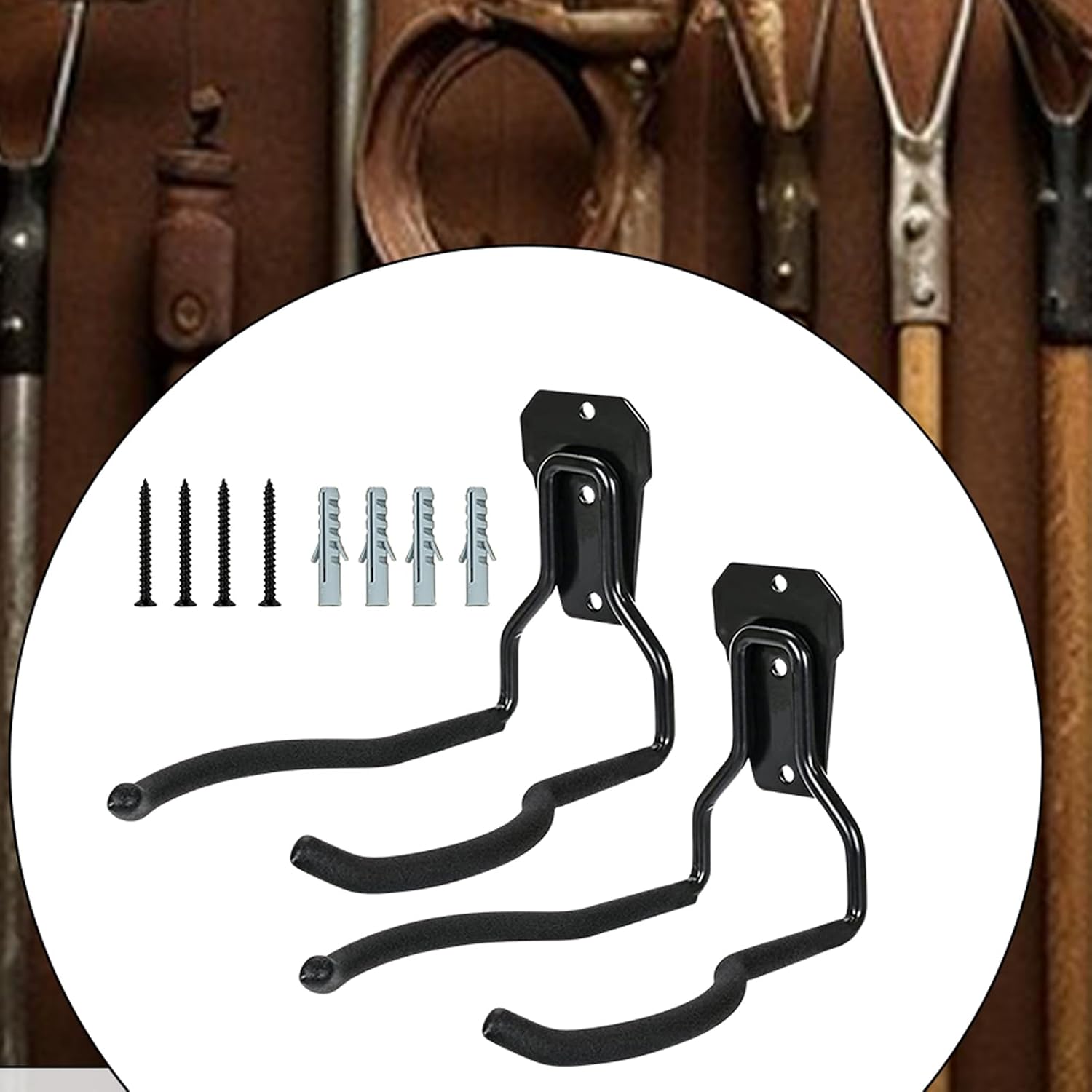  Générique Porte-Outils De Jardin Mural | Support D'Outils Noir Antirouille - Suspension Pour Outils | Organisateur Polyvalent Gain De Place Avec Crochets Pour Système De Rangement Mural De Garage