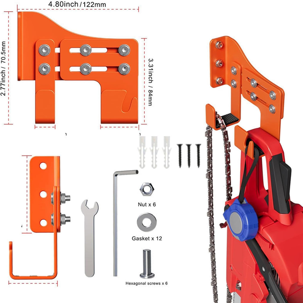 GENERIC Support Pour Tronçonneuse,Organisateur De Rangement À Usage Intensif Monté Au Mur,Organisateur De Tronçonneuse Pour Garage Avec Deux Crochets - Pour Les Accessoires Des Outils À Chaîne Destinés Au Jar