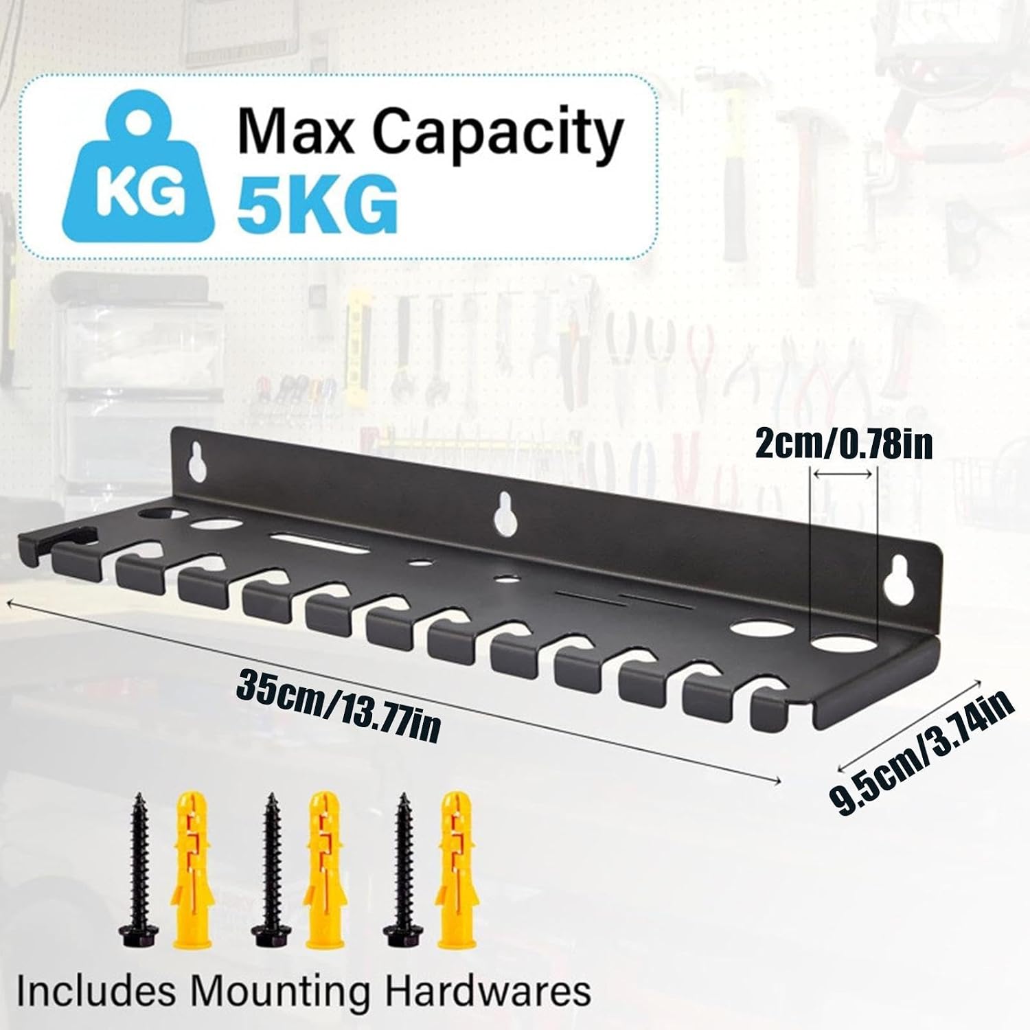  Générique Range-Clés,Robuste, Grande Capacité, Gain De Place | Organiseur D'angle à Suspendre Pour Outils,Pour Tournevis Hexagonaux Cliquet Cutter Ciseaux Maison Garage Atelier Espace Travail Coin