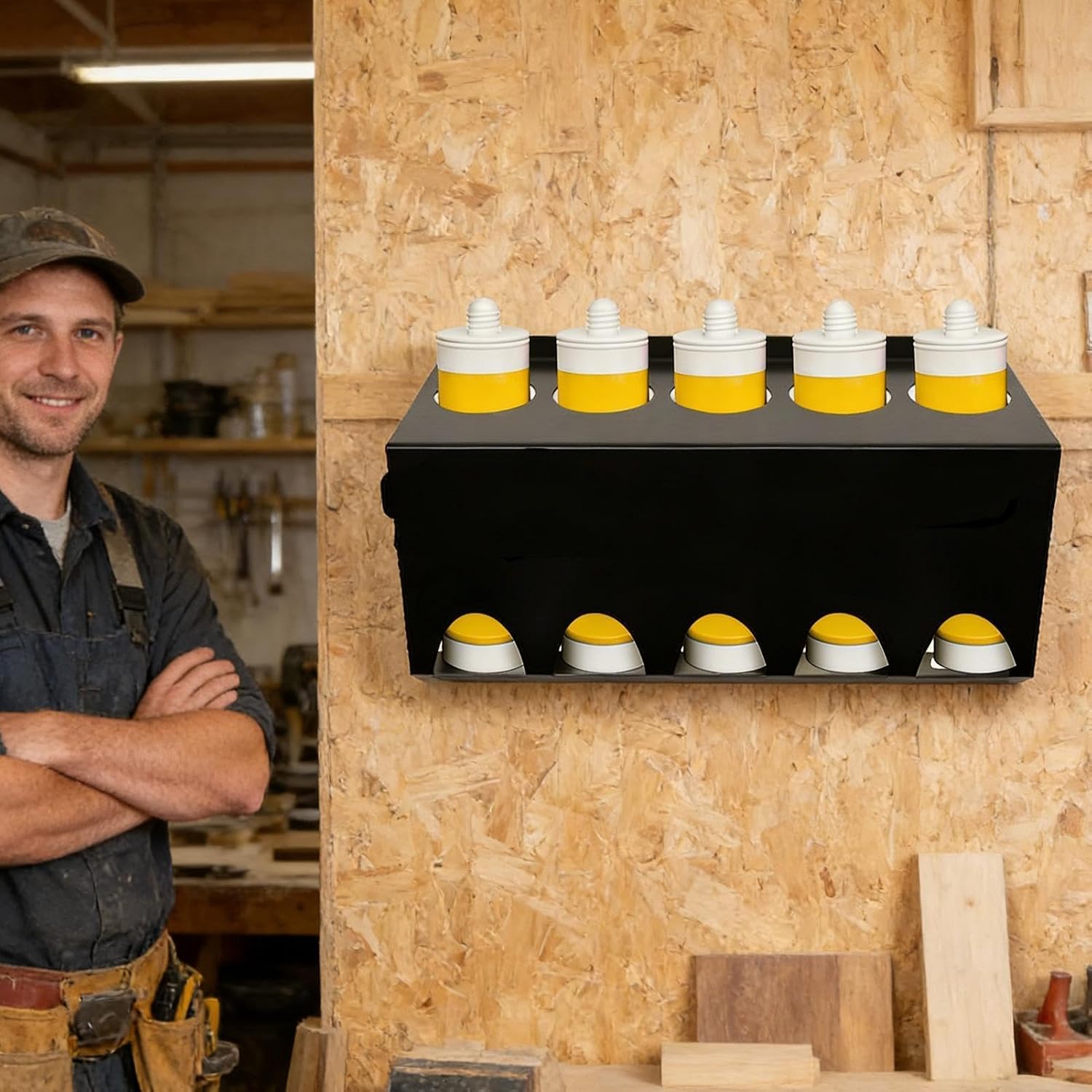 GENERIC Support Mural Pour Tube De Calfeutrage | 5 Fentes De Rangement Pour Scellant, Organiseur De Mastic à Craie – Pour Plombiers, électriciens, Bricoleurs, Charpentiers, Maison, Garage, Chantier, Magasin
