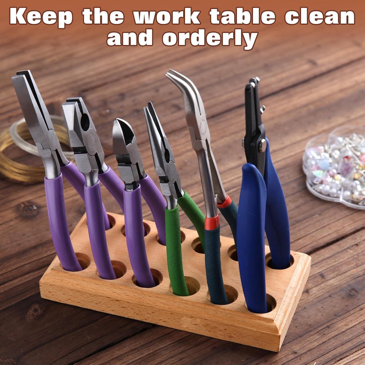 GENERIC Organisateur De Pinces, Base De Rangement Multi-fentes En Bois, Organisateur D'outils De Bijoux Pour Garage, Armoire, Service De Mécanicien, Travail De Construction, Atelier, Maison, Appartement
