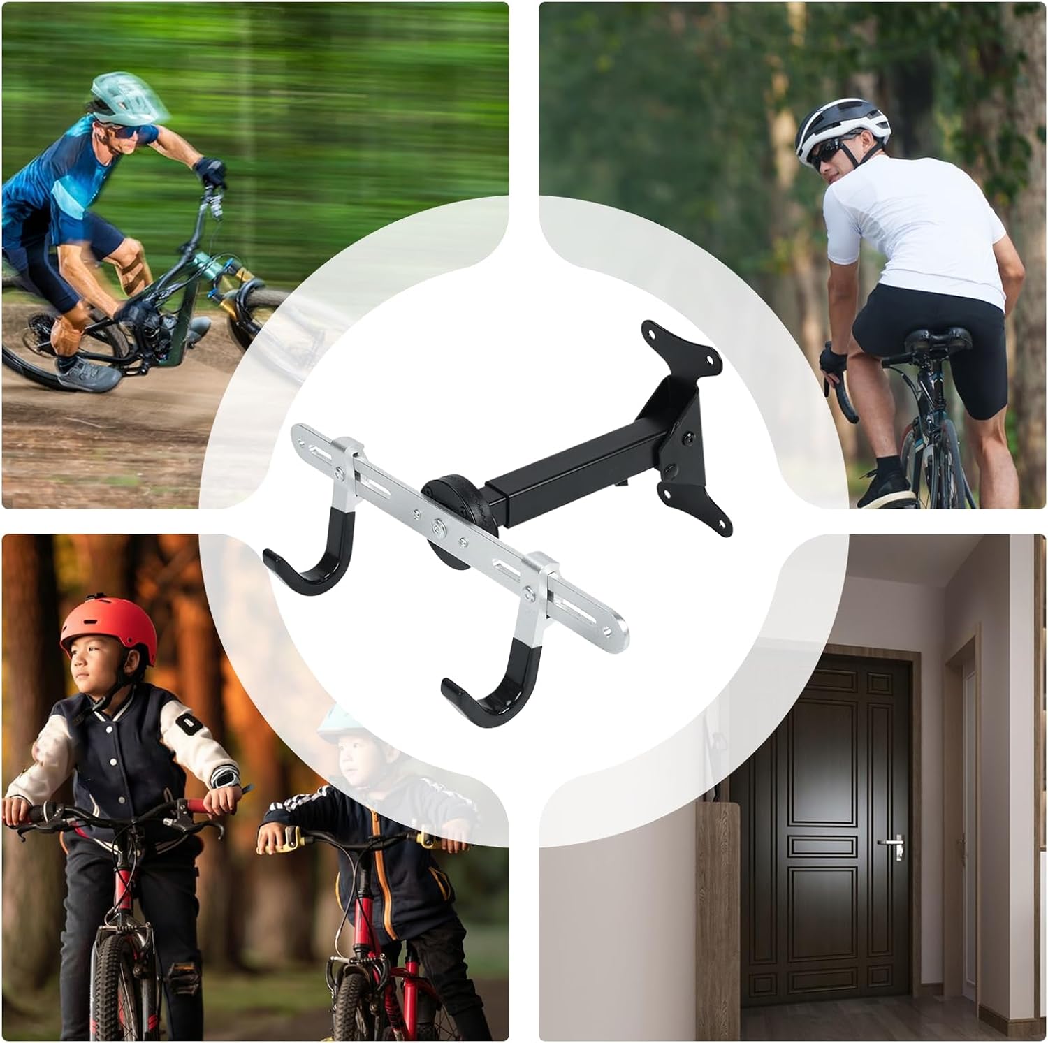  Support Vélo Mur | Support Horizontal Pour Vélo | Organisateur Porte-Manteau Réglable Robuste Pour Atelier Exposition Rangement Intérieur Organisation Et Gain De Place à La