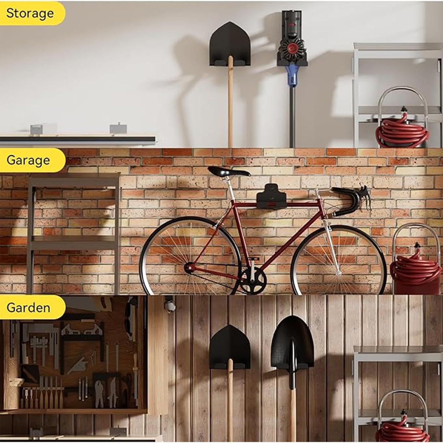GENERIC Support Pour Coupe- | Organiseur Mural En Acier Pour Outils électriques Pour Pelouse, Jardin, Intérieur, Extérieur, Jardin, Ferme, Sous-sol, Pelle, Râteau, Balai, Vadrouille