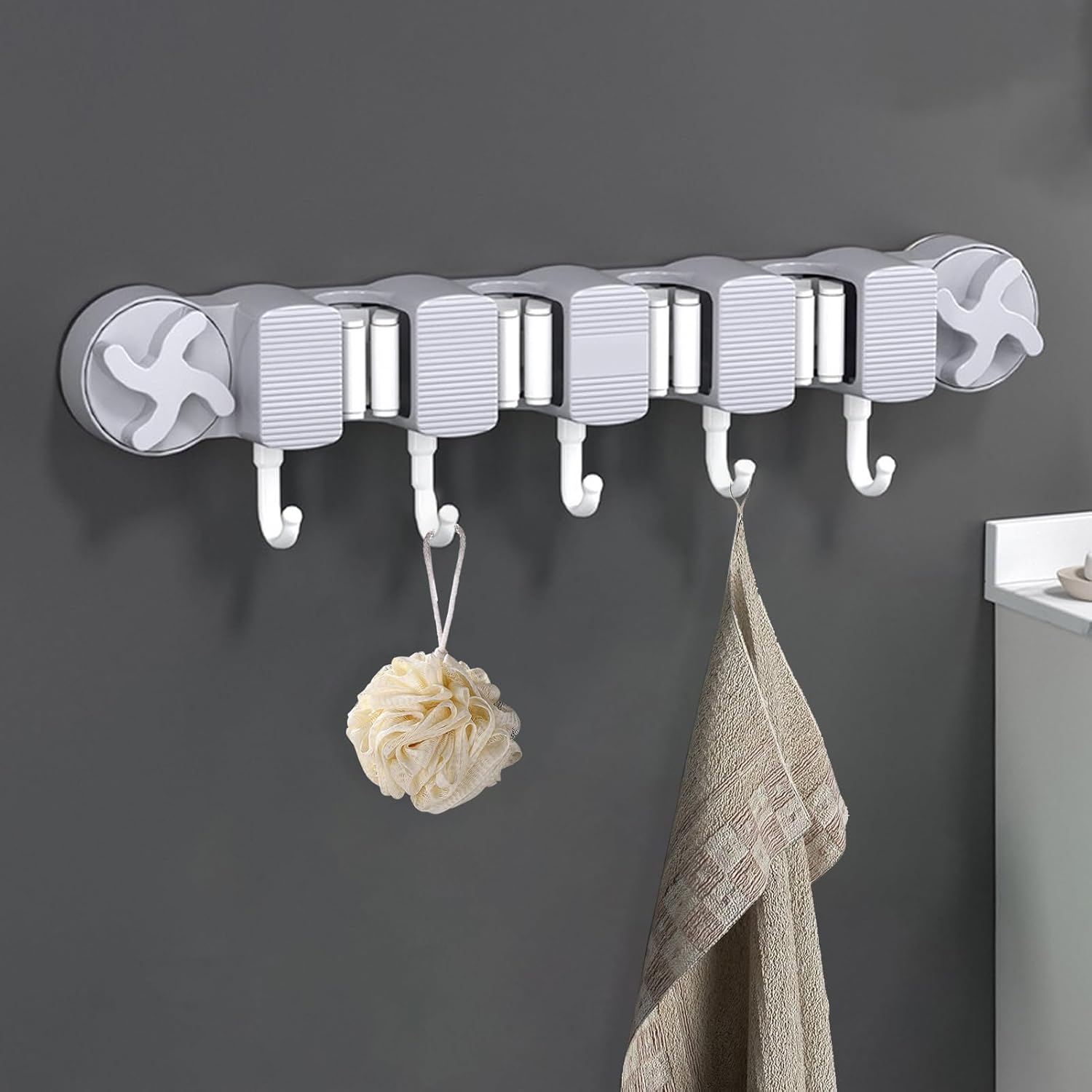  Générique Porte-Balai Mural Fixation | Support Rangement à Ventouses Pour Balai | Organisateur Gain De Place Pour Outils De Ménage Et Jardin Maison Appartement