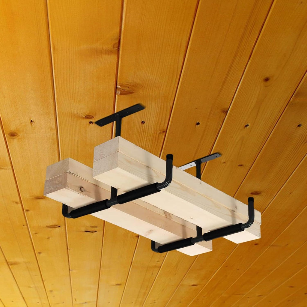  Générique Racks De Rangement Pour Plafond De Garage - 2 Pièces Organisateur En Métal Robuste,Crochets Suspendus Pour Garage,Pour Vélo, Échelle, Bois, Pelles, Perches, Cannes À Pêche, Skis, Sous-Sol,