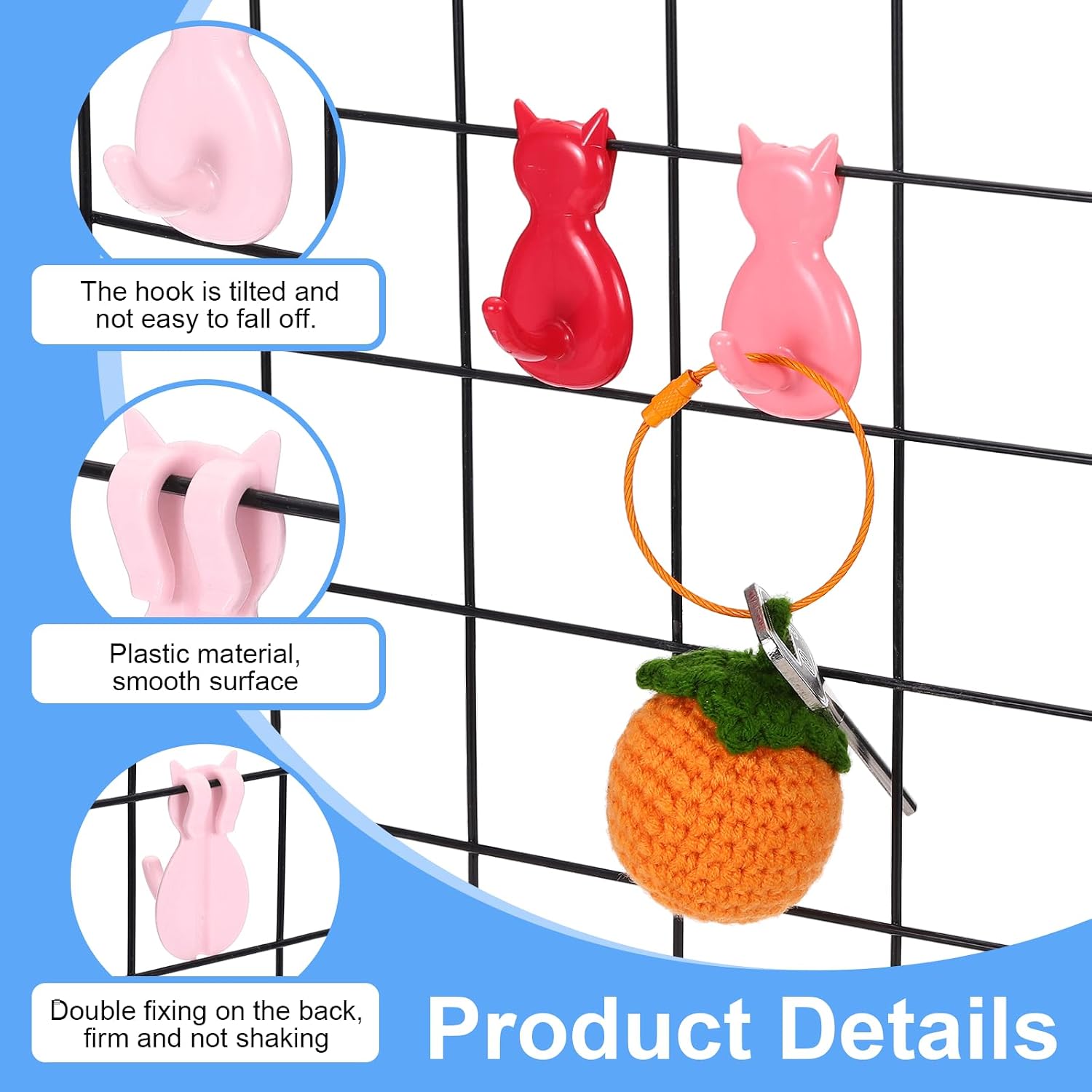  Sourcing Map Lot De 10 Crochets Muraux En Forme De Chat En Plastique Pour Garage, Magasin, Entrepôt, Magasin, Maison, 5,6 Cm, Rose Clair