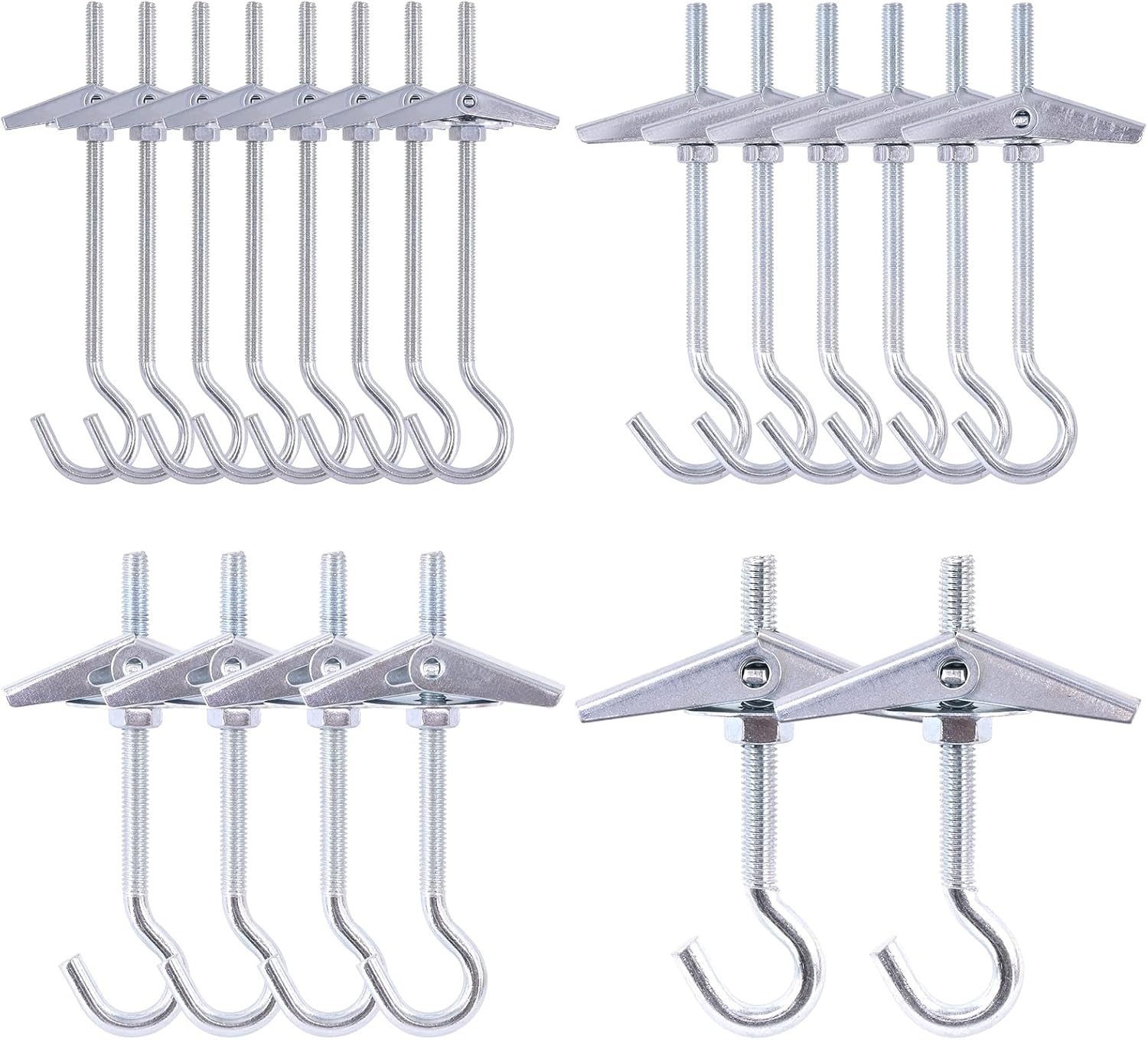  Swpeet Lot De 20 Crochets De Plafond, 4 Tailles En Acier Robuste à Bascule, Boulons à Ailettes Pour Fixation Murale, Crochets De Plafond Pothook Swag Pour Suspendre Des Plantes, Installation Au