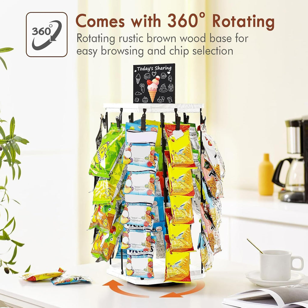  Générique Présentoir à Chips | Organisateur De Snacks Avec Support En Bois,Panneau D'Affichage Et Rangement Alimentaire Pour Organisation De Garde-Manger