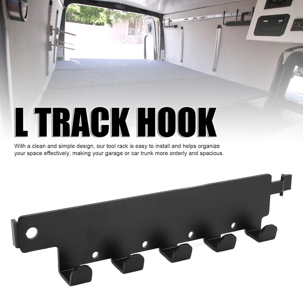  SIXRUN Étagère De Rangement Pour Outils En Alliage D'aluminium Avec 5 Crochets, Facile à Installer Pour Garage, Camping-car, Van, Camion, Noir
