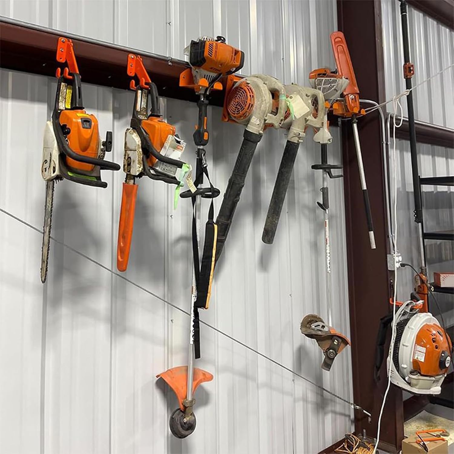  Generisch Cintre à Outils Pour Mur De Garage | Support De Tronçonneuse En Acier Inoxydable | Étagère Murale Haute Performance Pour Atelier, Shed Garden Shop, Home Storage Display, Capacité De 180