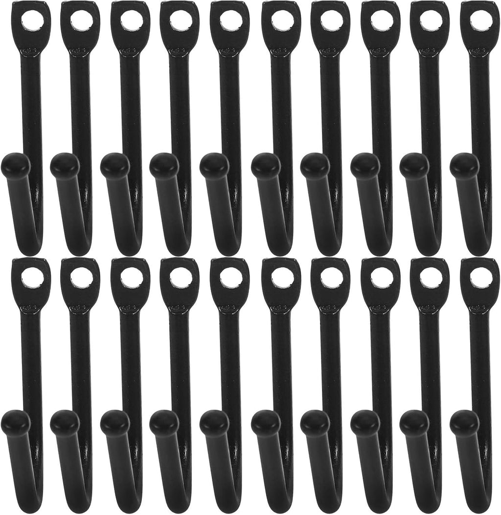  STOBAZA Lot De 20 Crochets Robustes En Fer Noir Pour Suspendre, Crochets Muraux Polyvalents Pour Rangement D'outils Garage Ou Atelier