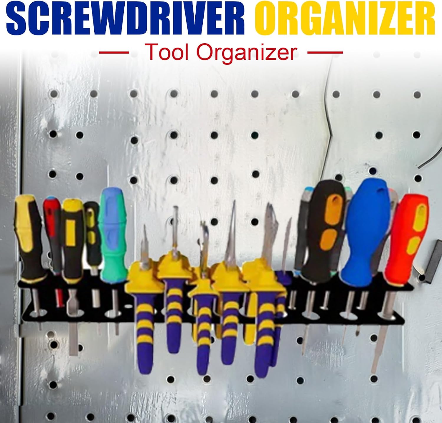 GENERIC Support De Rangement Mural, Support De Tournevis, Support De Clé à Molette, étagère à Outils Multi-fentes Pour Clés, Extensions, Cliquets, Pinces, Garage, Atelier, équipement Utilitaire