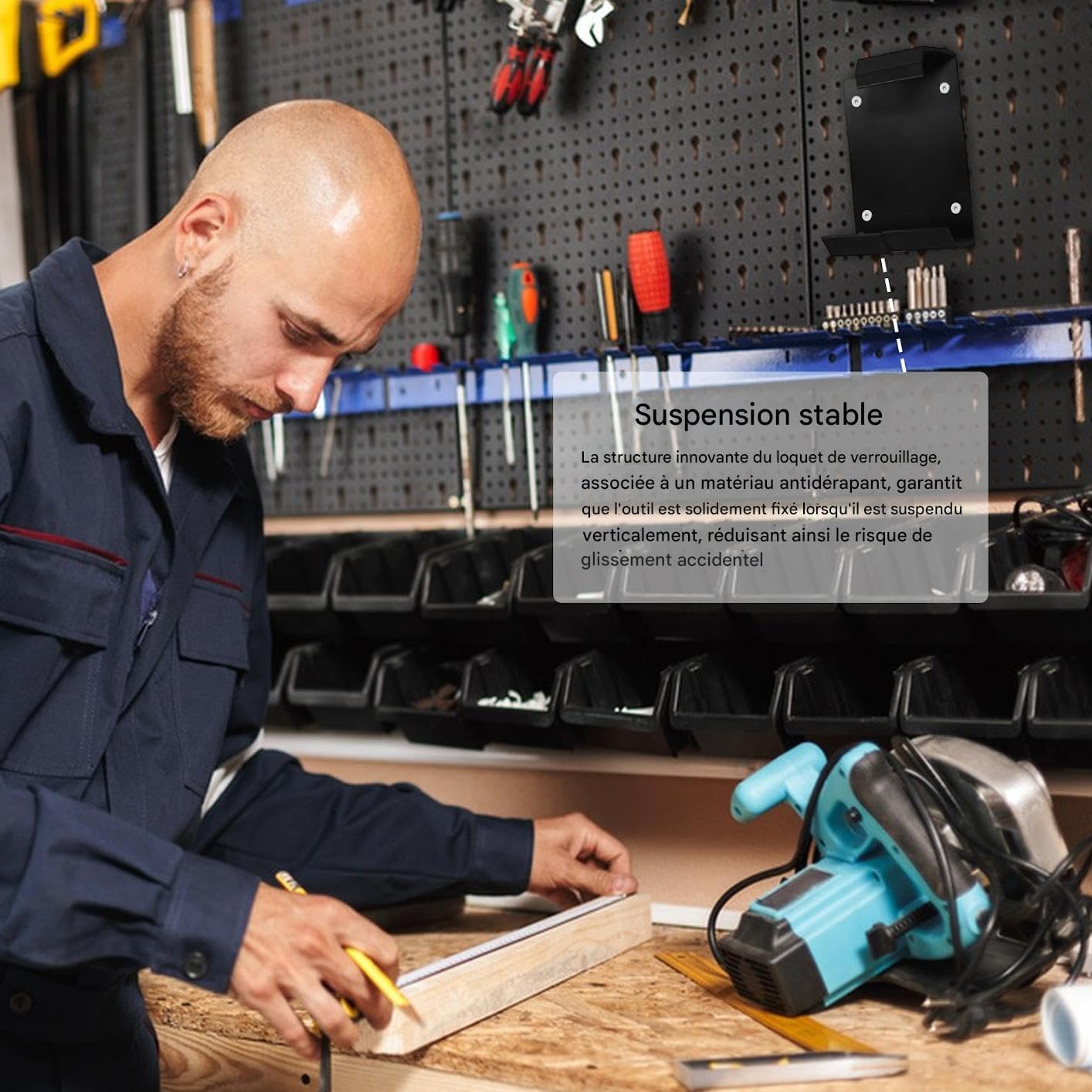  Générique Organisateur De Rangement Pour Outils Electriques | Porte-Perceuse Pour Garage - Support De Rangement Garage Robust Pour Perceuse Visseuse Marteau Atelier Jardin