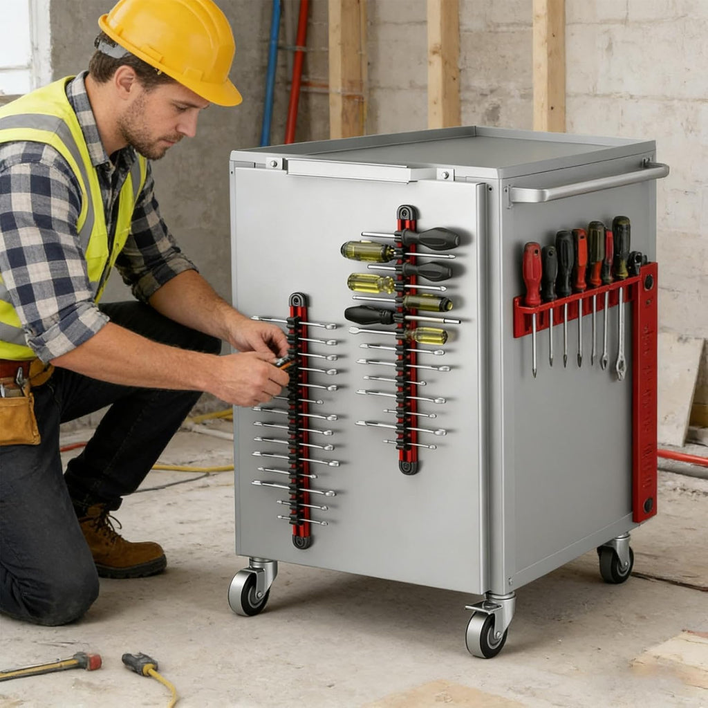 GENERIC Option 1 Support Magnétique Pour Tournevis – Rangement Sur Rail En Aluminium, Porte-clés Haute Capacité Avec Poignée Puissante En Néodyme, Permet D' Les Petits Outils à Main En Toute Sécurité