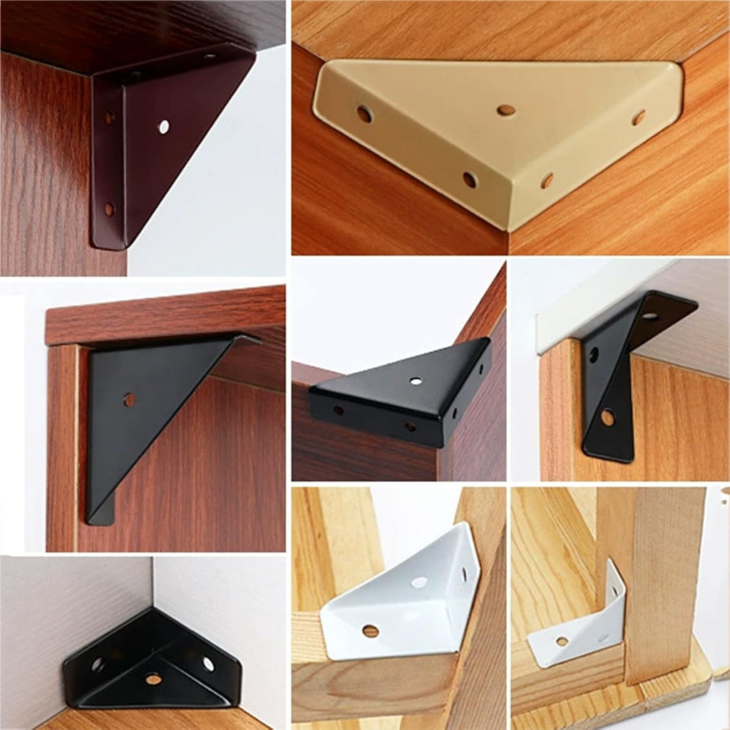  Lot 24 Supports D'étagère Triangulaires Robustes En Acier Laminé à Froid Pour Fixation Meubles Et De Bureaux(Black)