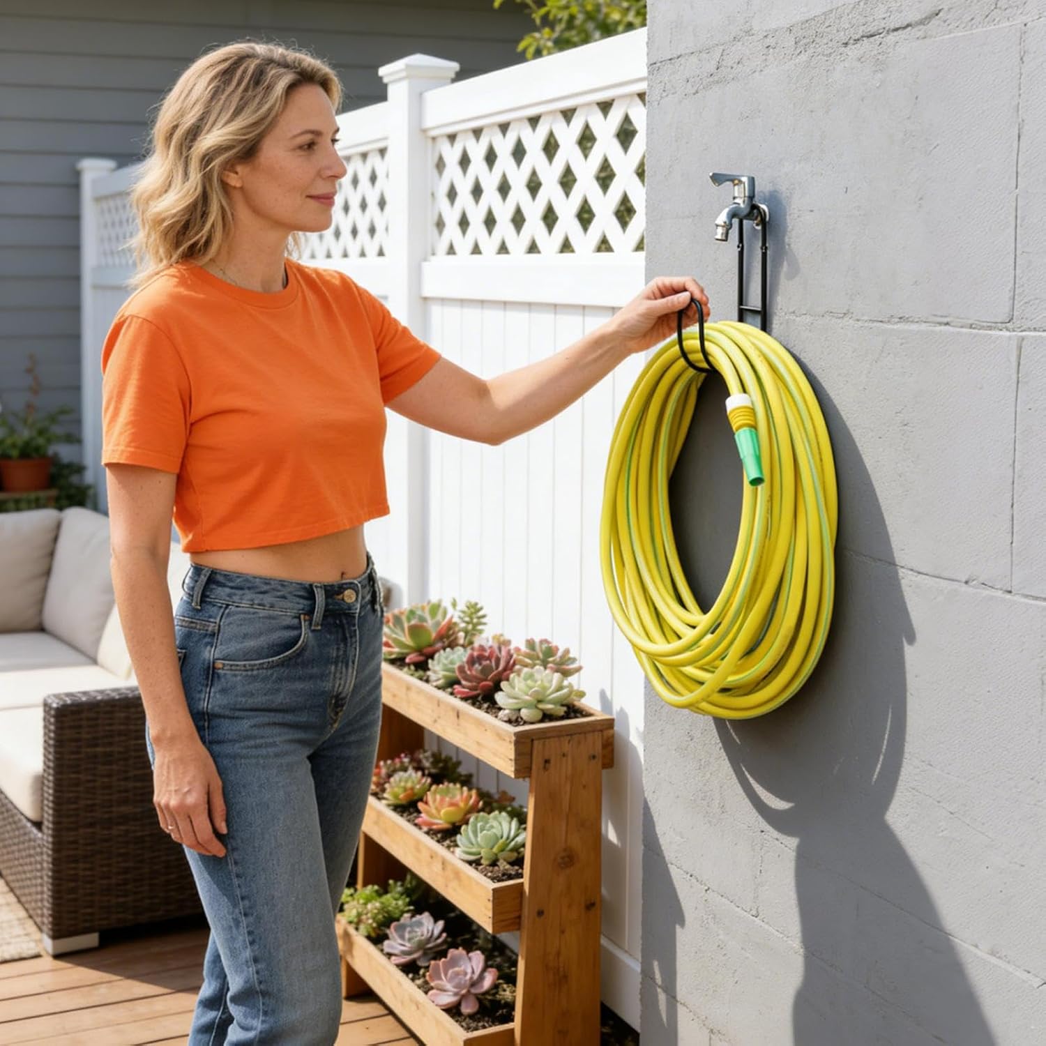GENERIC Support De Tuyau D'arrosage | Fixation Murale En Métal Robuste – Support De Tuyau D'arrosage De Stockage Extérieur | Pour L'organisation Des Rallonges De Tuyau, Corde, Piscine, Garage, Arrière-cour