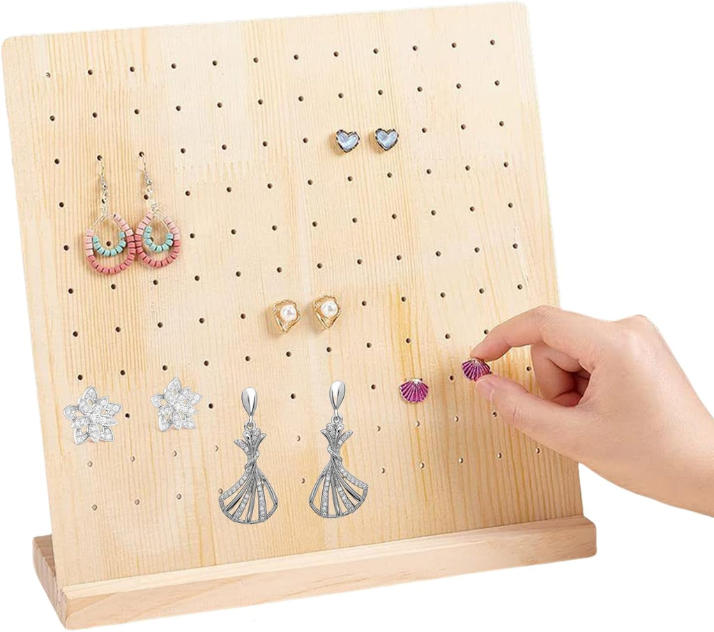 GENERIC Panneau Perforé En Bois, 26 X 26 Cm, Support Multifonctionnel, Support De Rangement, Présentoir Pour Bijoux, Outils, Clés, Porte-clés, Artisanat, Chambre, Salon, Garage