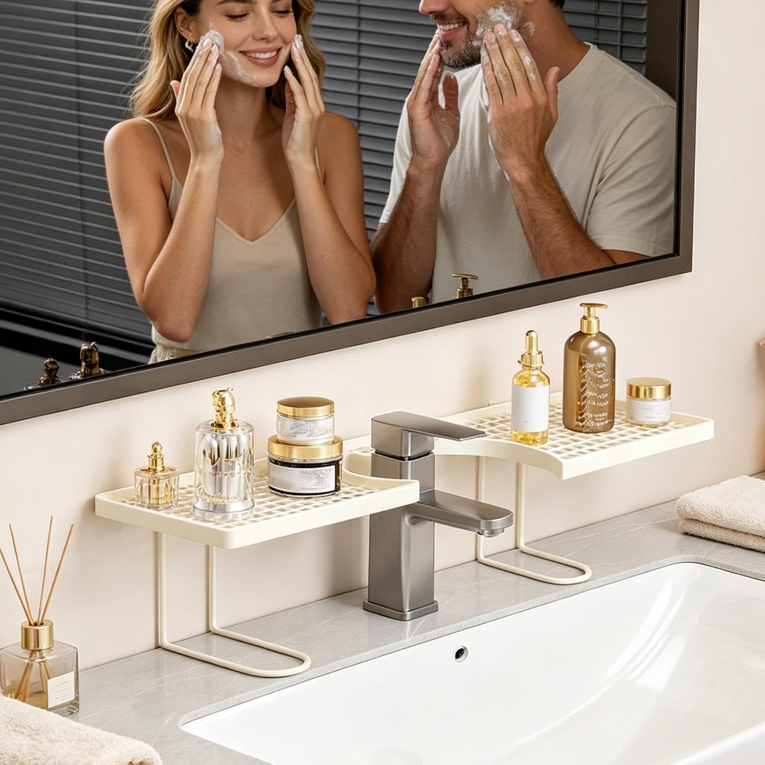 GENERIC Organiseur D'évier En Métal Pour Cuisine, étagère Au-dessus De L'évier, Pour Comptoir, Lavabo, Appartement, Dortoir, Salle De Bain, Hôtel, Restaurant, Toilettes
