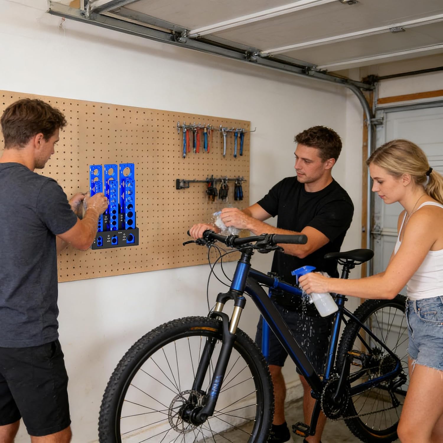  Étagère Murale Pour Garage | Design à 6 Fentes Avec Construction En Bois, Montage Facile, Style Compact, Parfait Pour Atelier Et Rangement D'outils à La Maison
