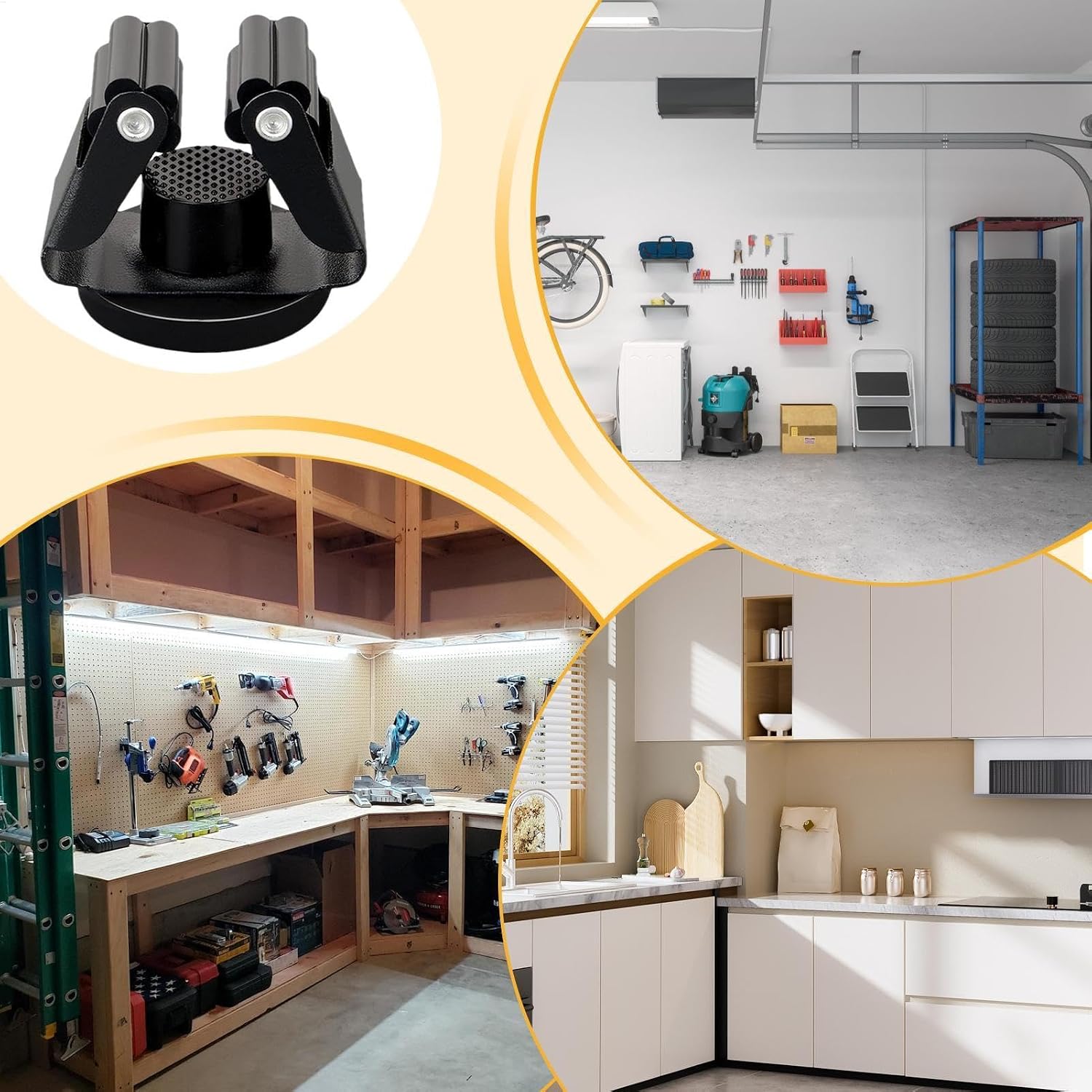  Support Magnétique Pour Balai, Support Mural Robuste, Sans Perçage, Pour La Maison, Le Garage, Le Jardin, La Buanderie, L'abri De Jardin Et La Cuisine, 4,5 X 4,5 X 3,6 Cm, Portable Et Robuste