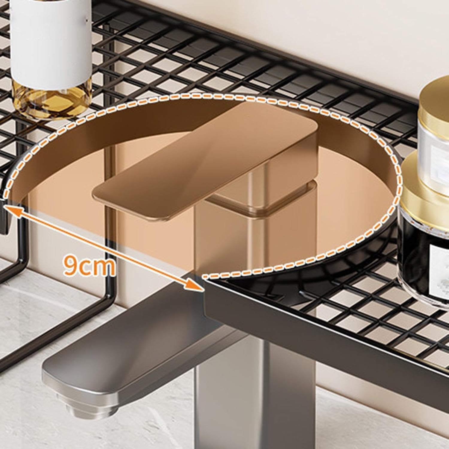 GENERIC Organiseur D'évier De Cuisine – Étagère De Vidange En Métal Sans Perçage, Support De Rangement Pour Robinet | Résistant à La Rouille, Support Gain De Place, Accessoire De Cuisine Durable, Adapté Pour