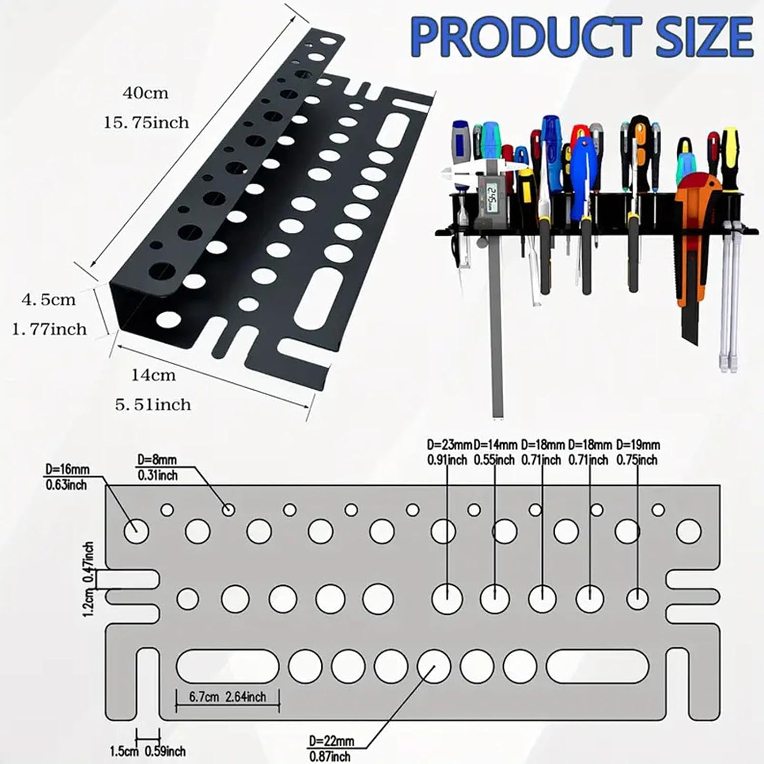 Genérico Screwdriver Holder Organizer, Metal Tool Organizer, Wrench Storage Rack, Plier Tool Organizer, Screwdriver Rack Organizer, Polyvalent Tool Storage, Rack, Plier Storage Organizer, Wrench Ho