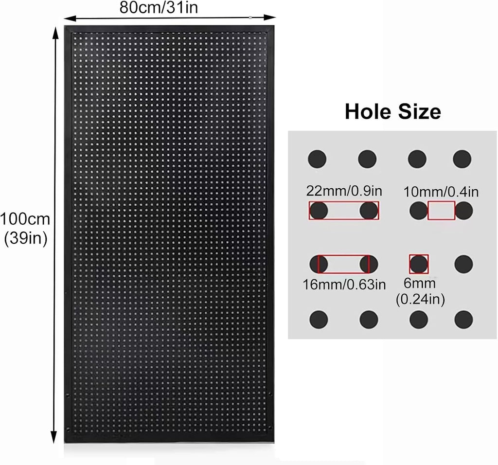 GENERIC Kit De Rangement D'outils En Métal Robuste Avec 20 Crochets, Idéal Pour La Maison Et Le Bureau, 120 X 60 Cm