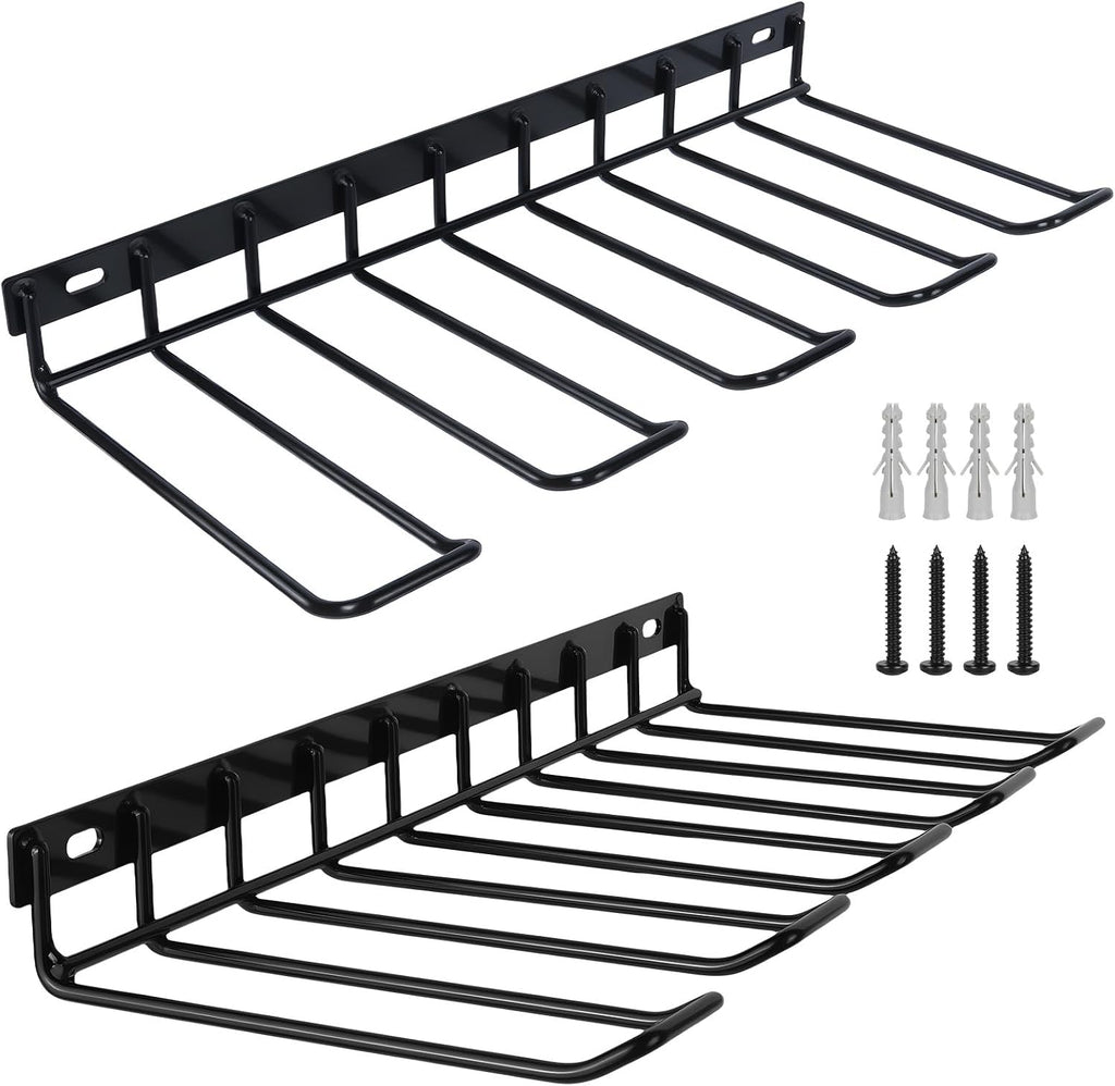  WellMade Lot De 2 Supports Muraux Pour Outils électriques, Porte-perceuse, Support Mural En Acier Noir Pour Garage, Peut Contenir 4 Outils, Capacité De 36,3 Kg, Facile à Installer Avec Vis Et