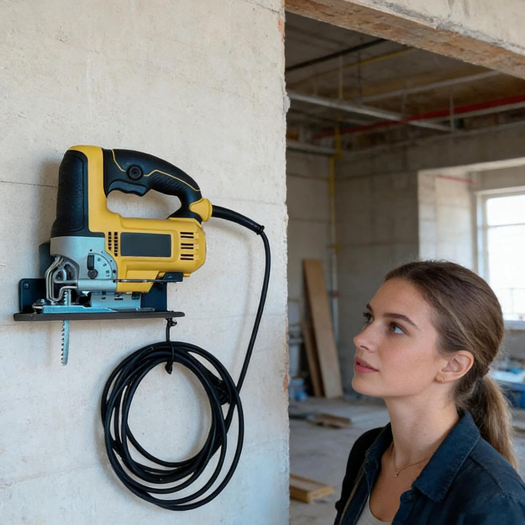  Générique Support Mural De Scie Sauteuse - Support De Rangement En Métal Pour Outils Électriques,Rangement Pour Scie Sauteuse - Pour Atelier Garage Cave Maison Ferme Appartement