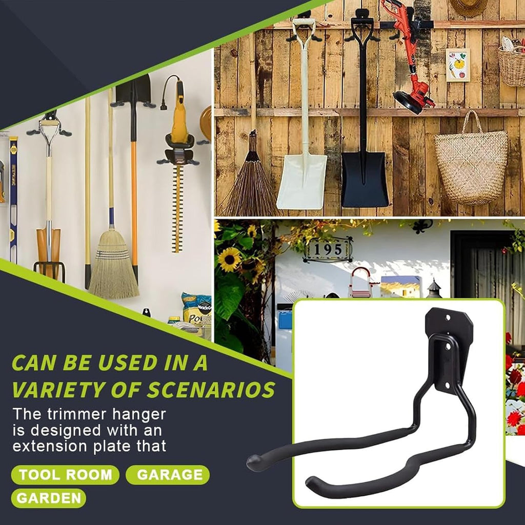  Porte-Outils De Jardin Mural,Noir Anti-Rouille Multifonction Économiseur D'Espace | Acier,Organisateur Polyvalent Gain De Place Avec Crochets Pour Système De Rangement Mural De Garage