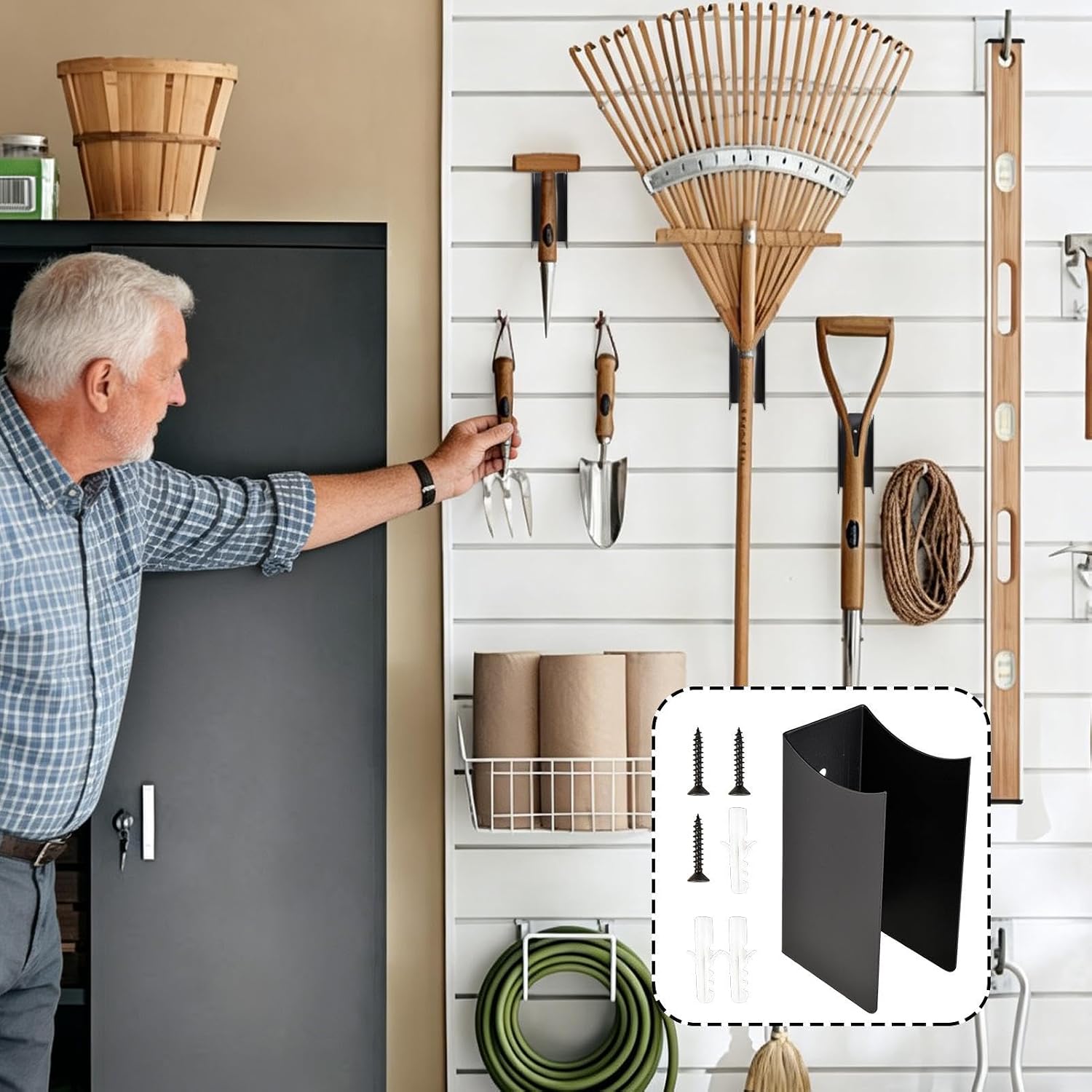  Support Mural Pour Balais, étagère De Rangement Pour Outils Dans Le Garage – Support Pour Balais Et Serpillères En Acier | Convient Pour Appartement, Cave, Extérieur, Cour, Maison, Cuisine Et