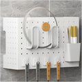  Générique Kit D'organisation De Panneau Perforé Mural, Panneau De Rangement En Métal DIY Avec Accessoires Pour La Maison Et Le Bureau, Blanc, 38x15x30cm – Solution D'affichage Mural Parfaite !