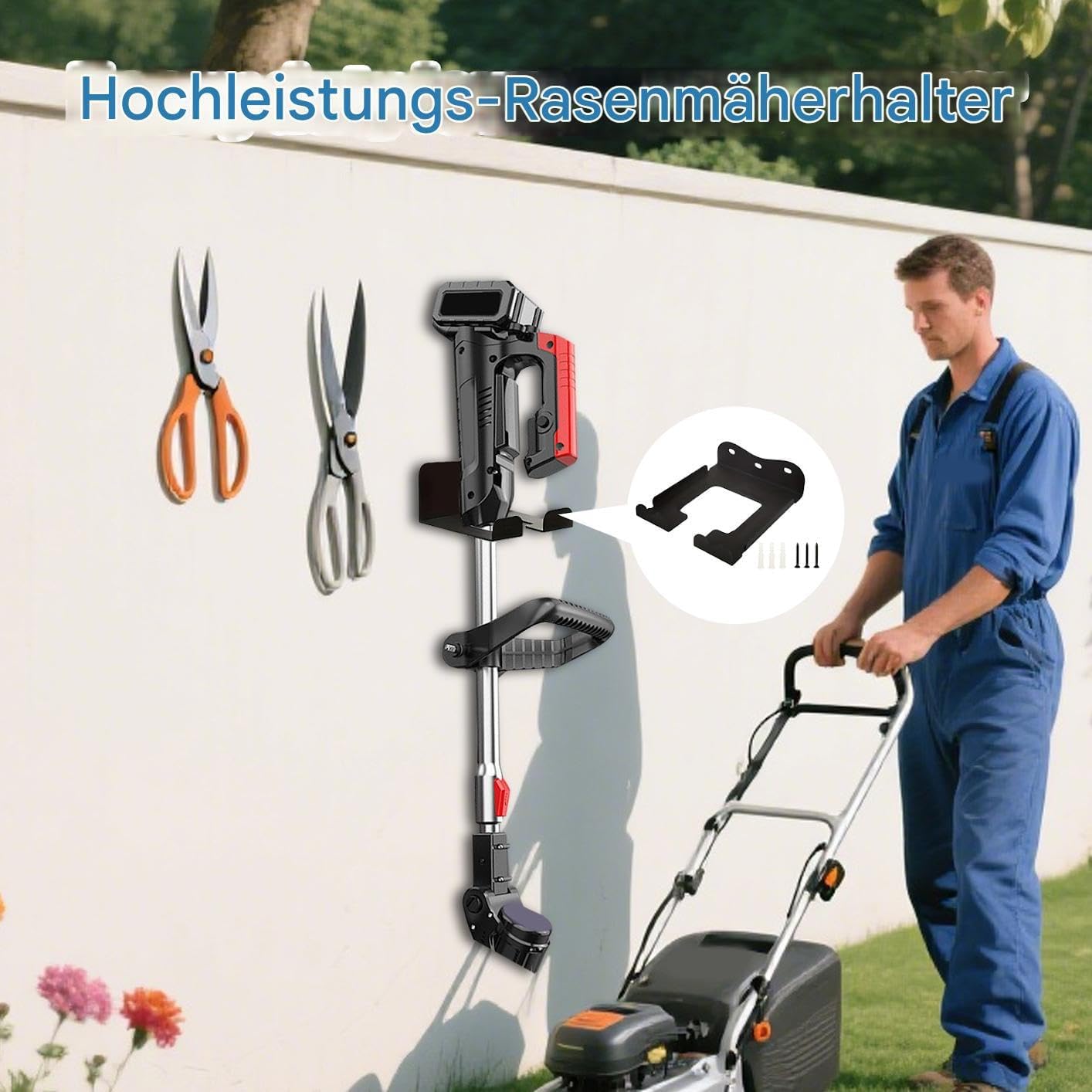  Generisch Crochet De Tondeuse Haute Performance - Support Mural Pour Outils électriques De Jardin - Support De Tondeuse - Étagère De Rangement Pour Pelles - Système De Protection Fiable - 4,9 Pouces