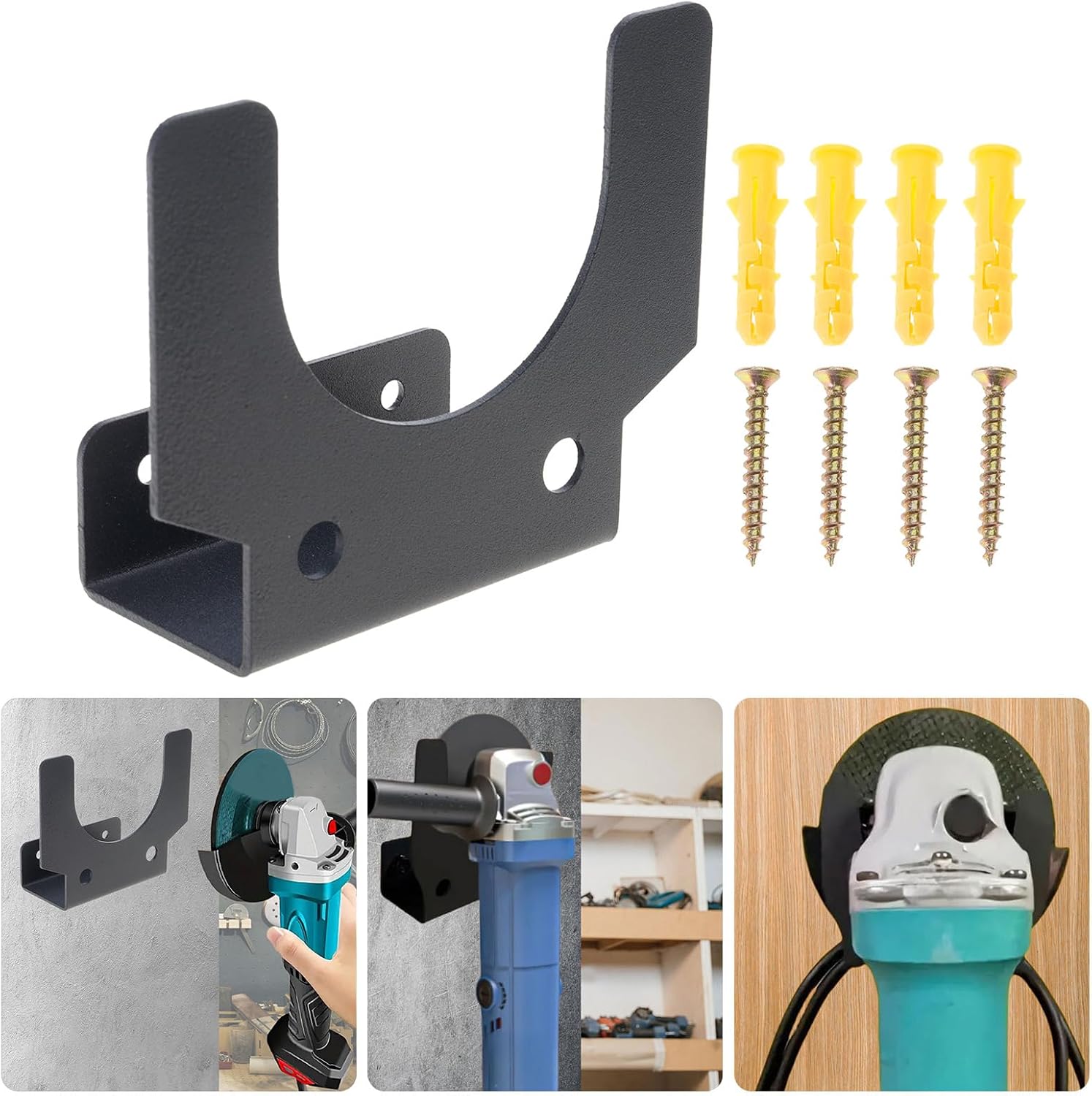  Supports Muraux En Métal Pour Sécuriser Les Meuleuses D'angle, Comprend Des Vis De Montage Et Des Organiseurs De Câbles Pour Le Rangement Des Outils, Support Mural En Métal Haute Résistance