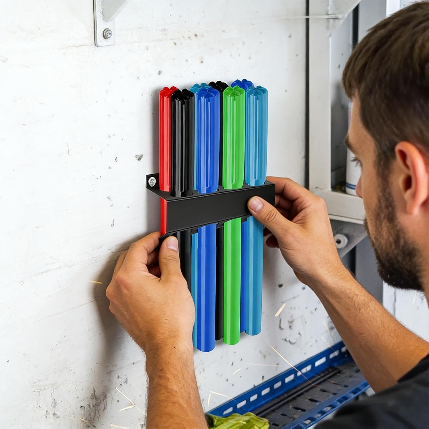 GENERIC Support De Tubes De Rangement Pour Tiges De Soudage | 8 Emplacements | Support Mural En Fer | Support De Tige De Soudage TIG – Pour Le Travail à La Maison, L'artisanat, La Réparation, L'assemblage, Le