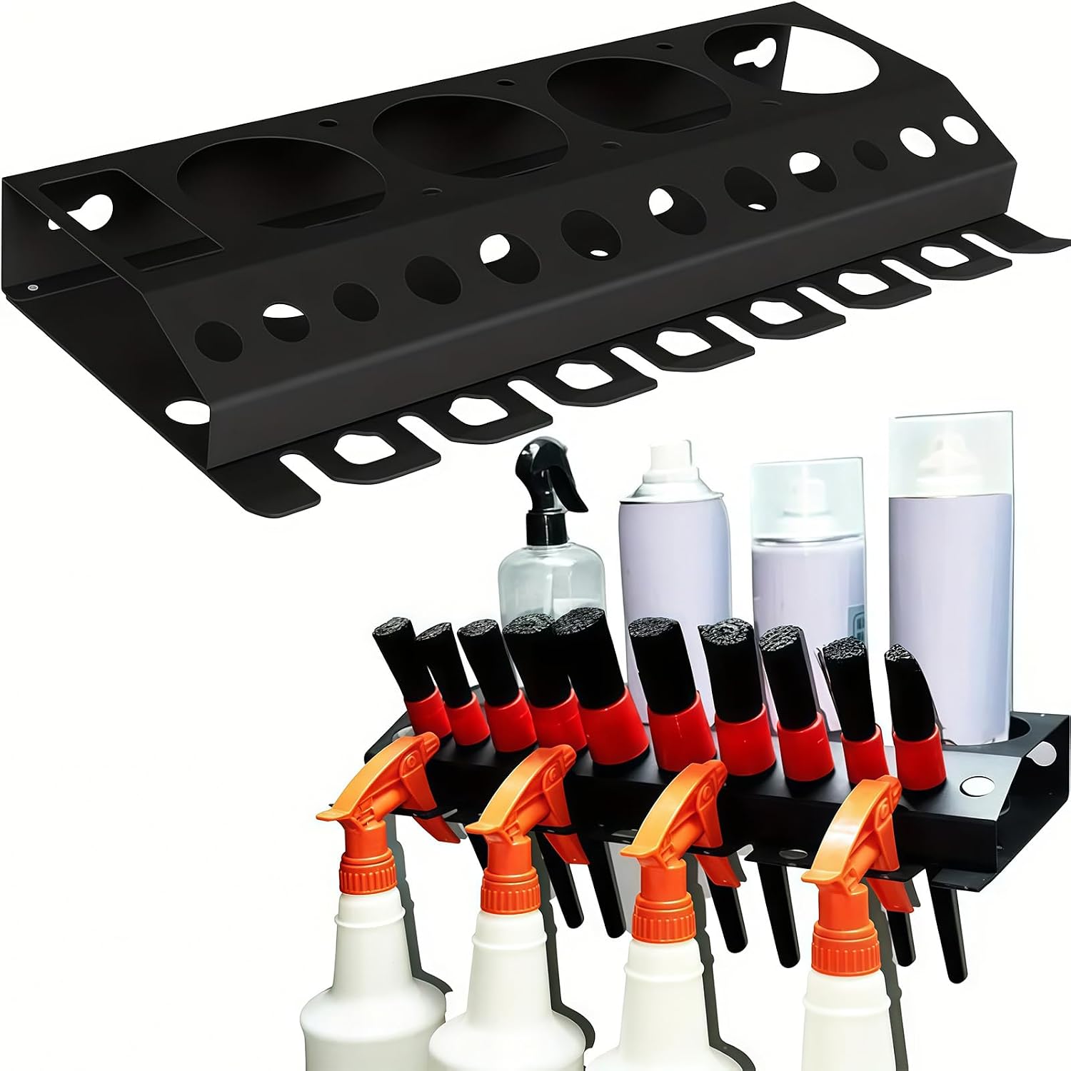  Porte-bouteilles Mural Robuste En Métal Avec 4 Compartiments De Conteneurs Et 8 Ouvertures à Outils Pour Le Rangement Dans Le Garage, L'atelier, Porte-outils Peu Encombrant