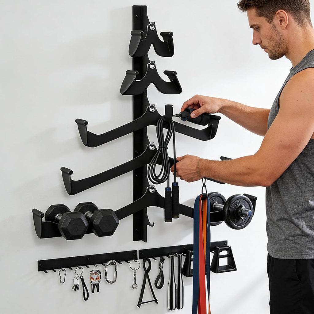  Support Mural Pour équipements De Fitness - Pour Barres De Câble Et Bbells - Organiseur En Acier Inoxydable Robuste Pour La Maison, La Salle De Sport, Le Garage Et Le Studio - Caractéristiques : Lot