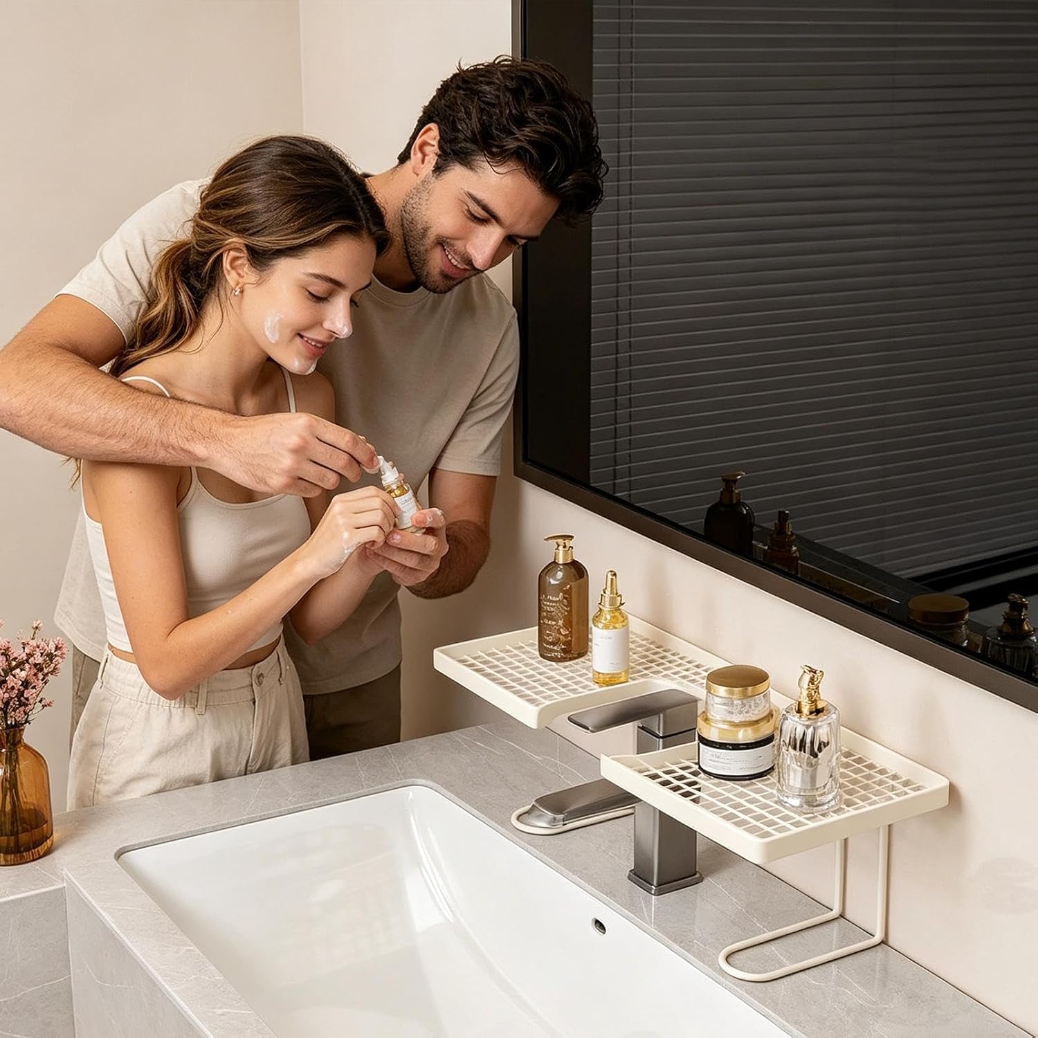 GENERIC Organiseur D'évier En Métal Pour Cuisine, étagère Au-dessus De L'évier, Pour Comptoir, Lavabo, Appartement, Dortoir, Salle De Bain, Hôtel, Restaurant, Toilettes