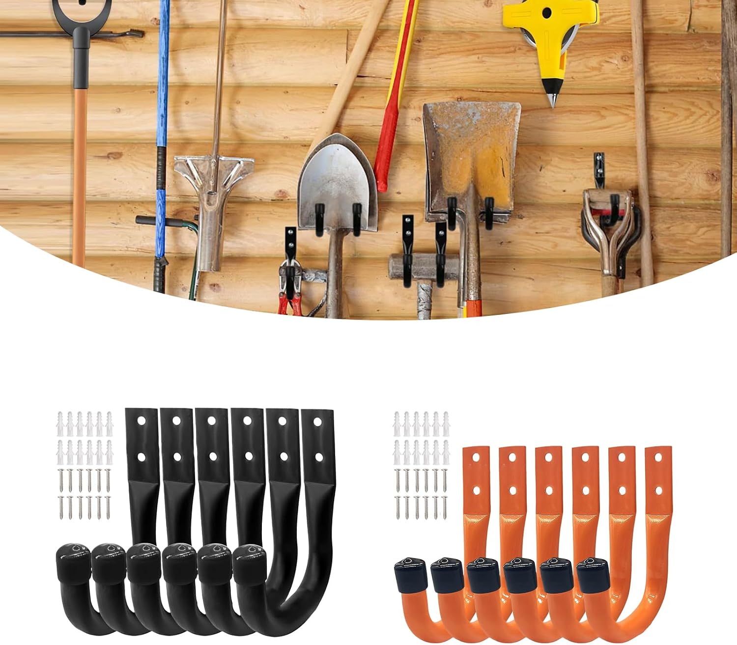  Lot De 6 Crochets De Rangement Robustes Pour Garage - Pour Montage Mural - Grands Organiseurs En Métal Et Cordons D'extension - Gain De Place