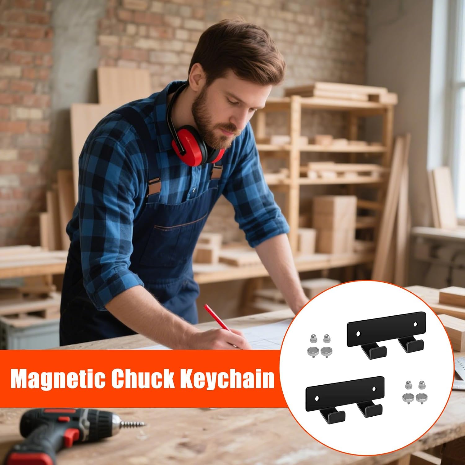 GENERIC Porte-clés Magnétique Pour Mandrin – Organiseur De Rangement Magnétique Pour Outils De Tour Et D'atelier | Construction En Acier Avec Matériel De Montage, Accessoire Mural En 2 Pièces, Pour Garage
