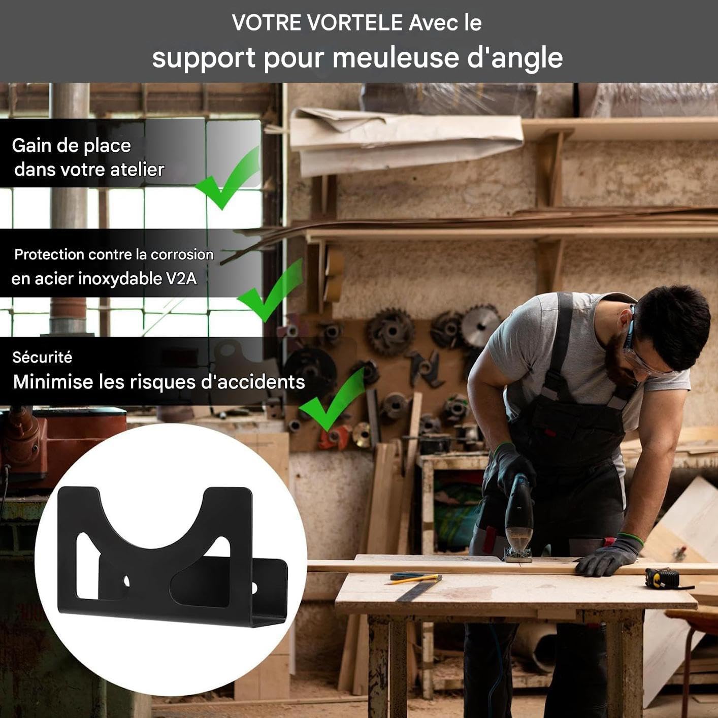  Support Pour Meuleuse D'angle - Support De Meuleuse D'Angle Fixation Murale | Rangement Polyvalent En Métal Pour Atelier Panneau Perforé Garage