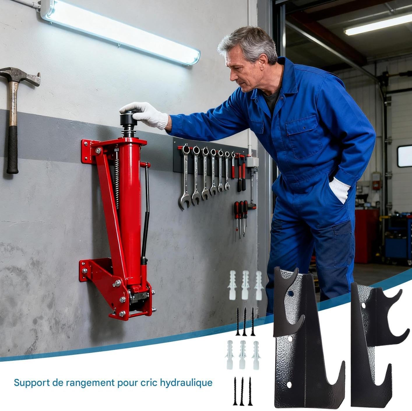  Supports De Cric | Crochets Anti-Dérapants Économie D'Espace,Porte-Supports Pour Cric Hydraulique Roulant,Pour Garage, Atelier De Réparation, Salle D'Outils, Atelier À Domicile, Boutique, Mécaniciens,