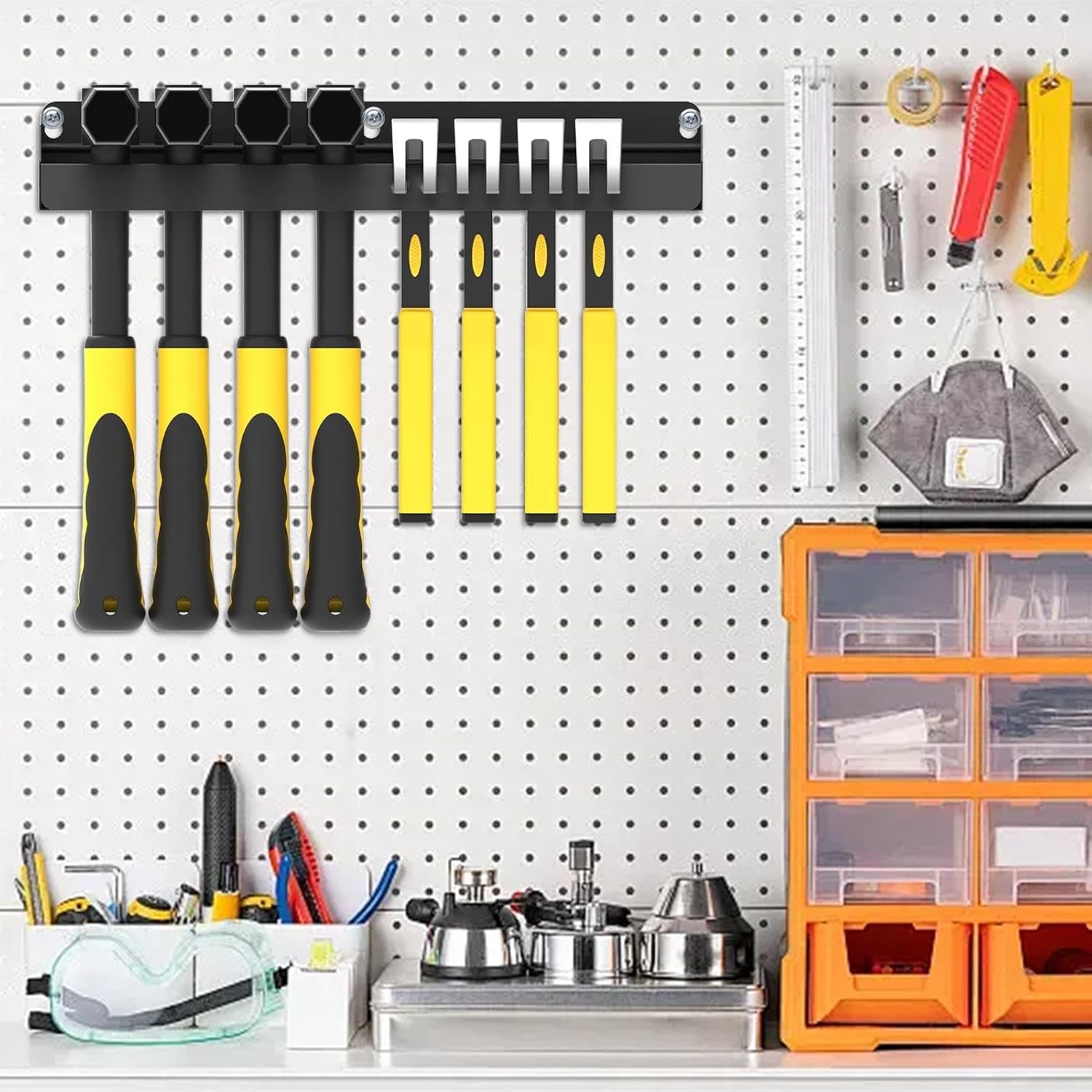 GENERIC Support De Rangement Pour Outils, Support Mural Pour Marteau - Rangement D'outils Peu Encombrant - Organisateur D'outils D'atelier - Meilleur Support Mural Pour Petits Ateliers - 14,6 X 12,5 X 7 Cm