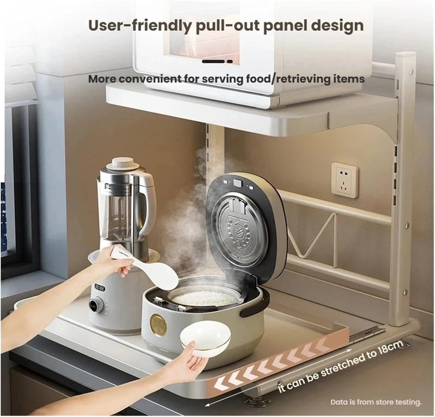  Étagère De Rangement De Cuisine Polyvalente, Support Réglable For Micro-ondes Avec Plateau Extractible, Support Organisateur De Comptoir Extensible(40cm-White)