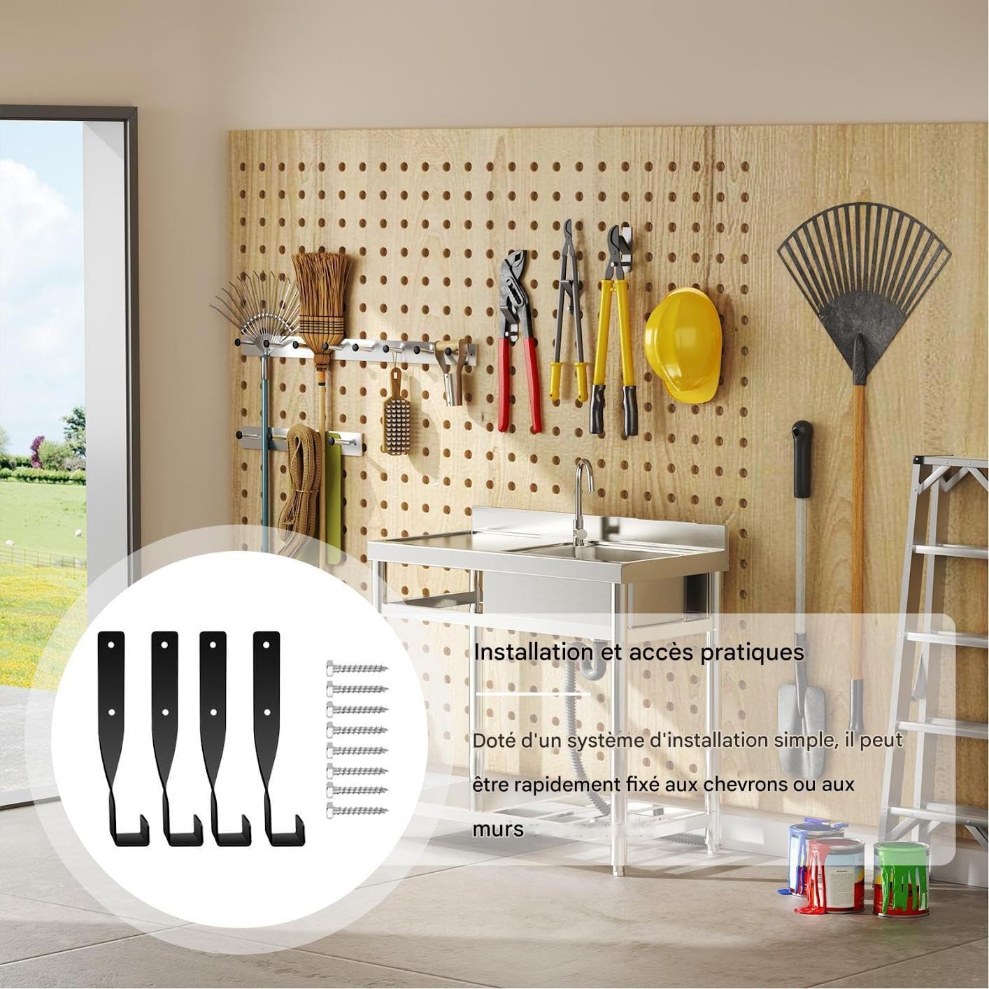  Support Pour Chaîne De Tronçonneuse - Organisateur En Acier Résistant À La Rouille 4 Pièces | Support De Montage Murale Pour Tronçonneuse - Pour Garage Quad Tracteur Haie Extérieur Intérieur