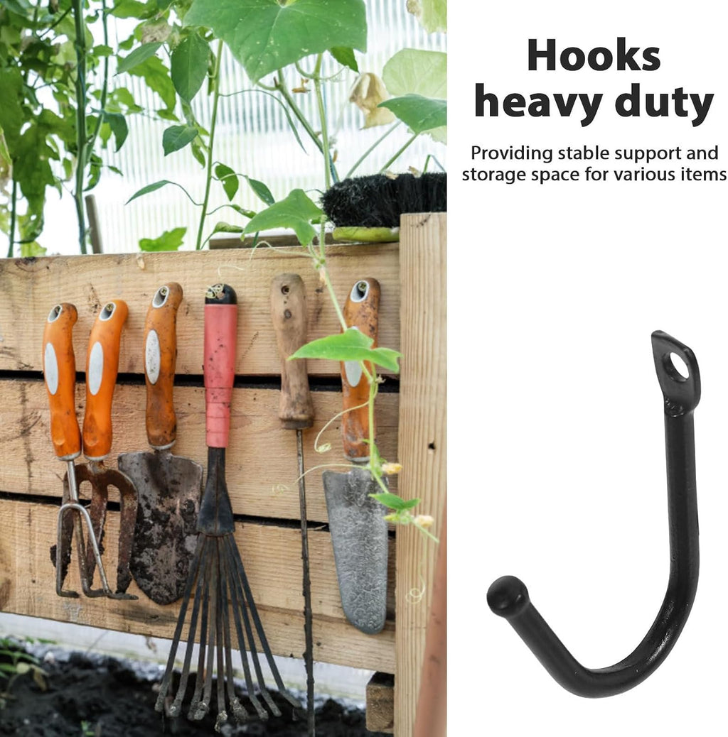  STOBAZA Lot De 20 Crochets Robustes En Fer Noir Pour Suspendre, Crochets Muraux Polyvalents Pour Rangement D'outils Garage Ou Atelier