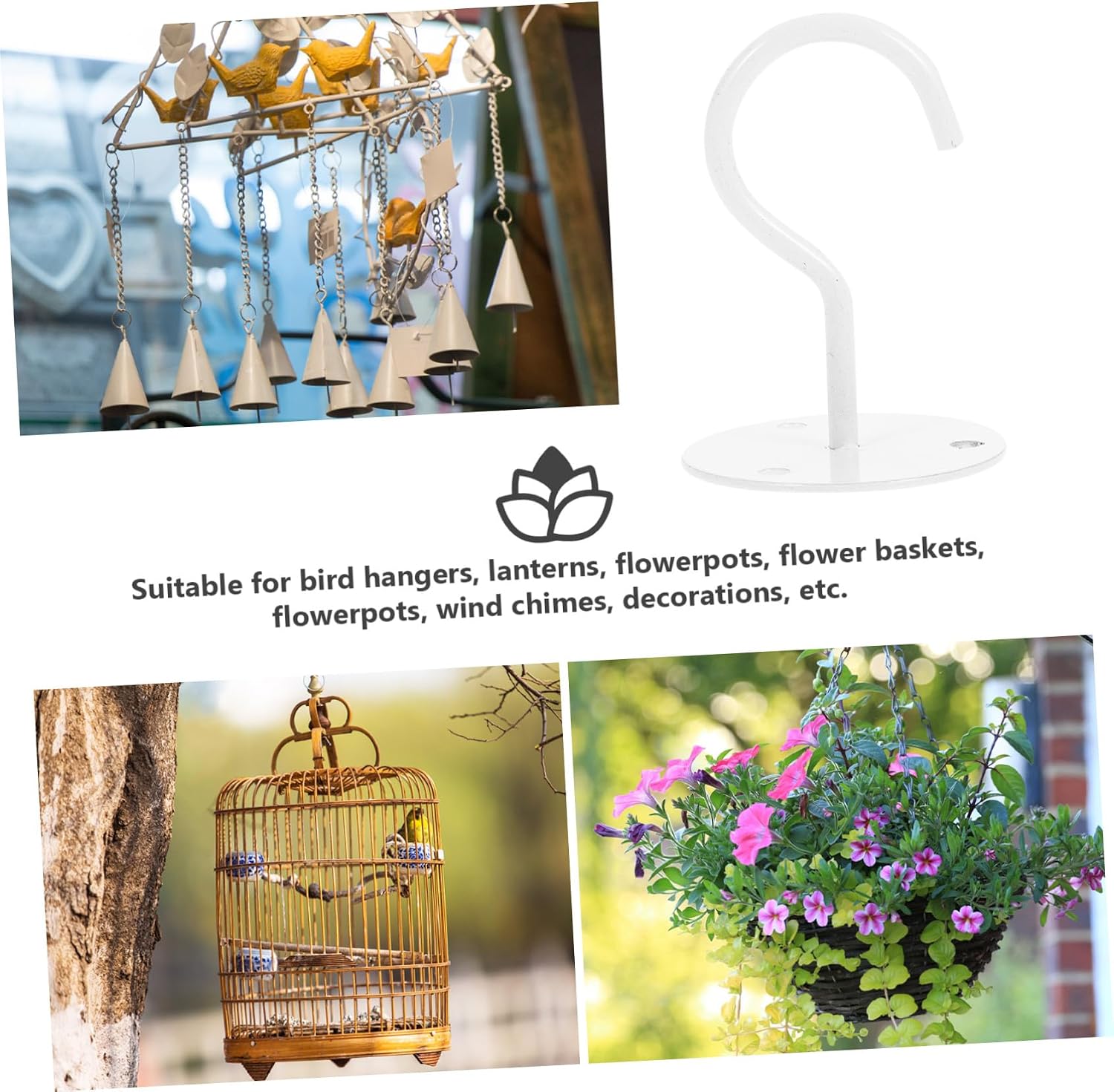  4pièces Muraux Fer Supports Décoratifs Pour Plantes Paniers Et Accessoires Fixation Simple Pour Balcon Jardin Et Intérieur Blanc
